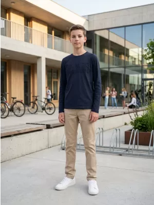 Jungen-T-Shirt mit langen Ärmeln SAM 73 CELDOR KT 501 DUNKELBLAU