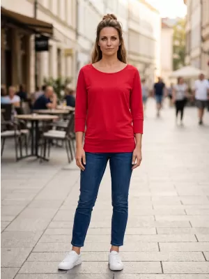 Damen-T-Shirt mit 3/4-Ärmeln SAM 73 SELMA WT 896 DUNKELROSA