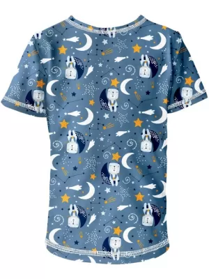 Kurz -schwaches t -Shirt WAMU MEDVÍDCI NA MĚSÍCI BLAU