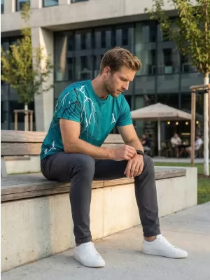 Premium-T-Shirt für Herren ALTISPORT VOJ/ALM004TR01 KEROSIN/WEIß