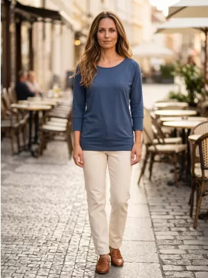 Damen-T-Shirt mit 3/4-Ärmeln SAM 73 SELMA WT 896 STAHLBLAU