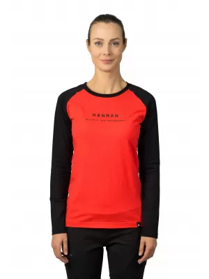 Damen-T-Shirt mit langen Ärmeln HANNAH PRIM HIBISKUS/ANTHRAZIT