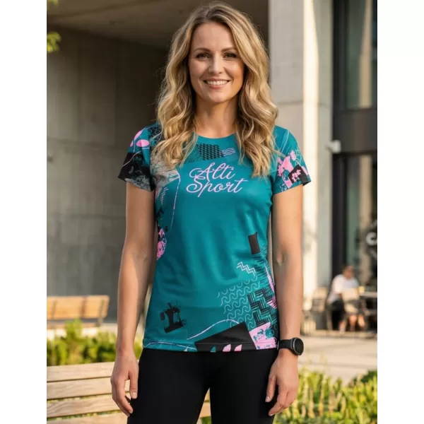  Hochwertiges Funktions-T-Shirt für Damen ALTISPORT VOJ/ALW009TR01 PETROL/HELLROSA 
