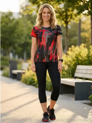 Hochwertiges Funktions-T-Shirt für Damen ALTISPORT VOJ/ALW010TR01 SCHWARZ UND ROT