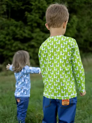 Langes Kinder -Shirt für Kinder WAMU LAMY NA PASTVĚ GRÜN