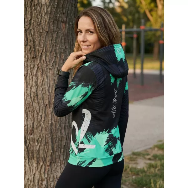 Hochwertiges Funktions-Sweatshirt für Damen ALTISPORT VOJ/ALW027MI01 SCHWARZ/TÜRKIS 