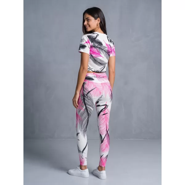  Lange Premium-Leggings für Damen ALTISPORT VOJ/ALW001LEG01 WEIß ROSA 