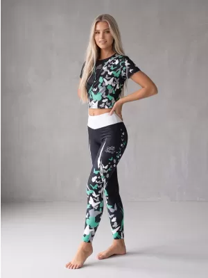 Lange Premium-Leggings für Damen ALTISPORT VOJ/ALW022LEG01 SCHWARZ/TÜRKIS