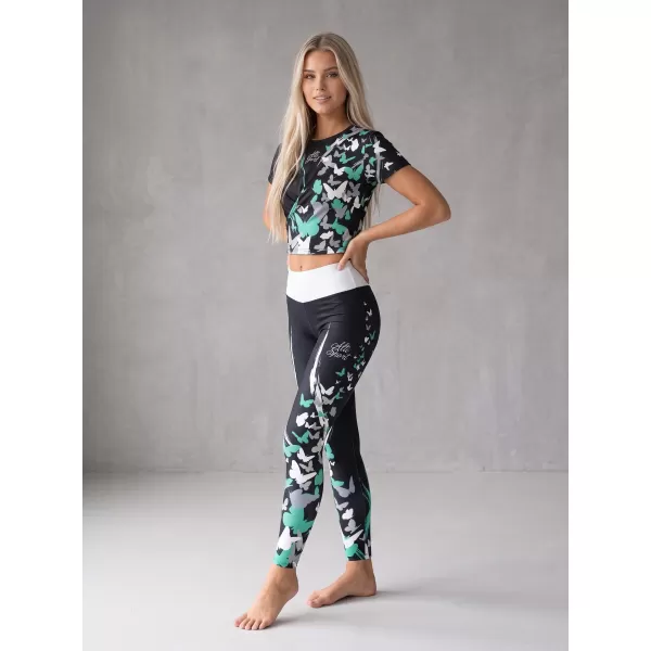  Lange Premium-Leggings für Damen ALTISPORT VOJ/ALW022LEG01 SCHWARZ/TÜRKIS 
