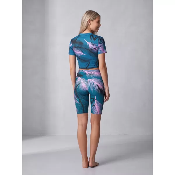  Damen-Leggings oberhalb des Knies Premium ALTISPORT VOJ/ALW001LEG02 PETROL/HELLROSA 