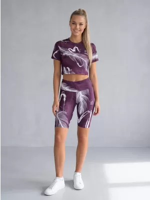 Damen-Leggings oberhalb des Knies Premium ALTISPORT VOJ/ALW001LEG02 LILA/WEIß