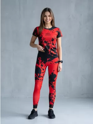 Lange Premium-Leggings für Damen ALTISPORT VOJ/ALW012LEG01 SCHWARZ ROT