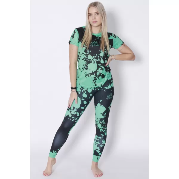  Lange Premium-Leggings für Damen ALTISPORT VOJ/ALW012LEG01 SCHWARZ/TÜRKIS 