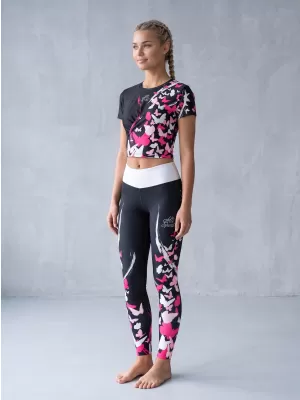 Lange Premium-Leggings für Damen ALTISPORT VOJ/ALW022LEG01 SCHWARZ ROSA