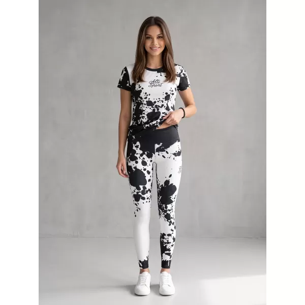  Lange Premium-Leggings für Damen ALTISPORT VOJ/ALW012LEG01 SCHWARZ-WEISS 