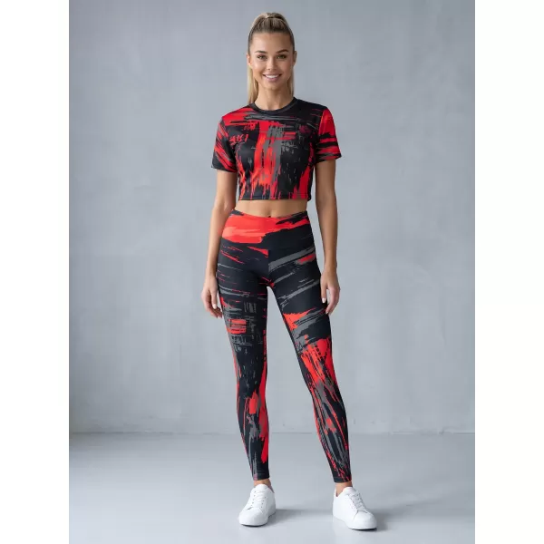  Lange Premium-Leggings für Damen ALTISPORT VOJ/ALW010LEG01 SCHWARZ UND ROT 