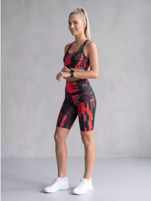 Dámské legíny nad kolena premium ALTISPORT VOJ/ALW010LEG02 ČERNOČERVENÁ