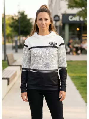 Premium-Sweatshirt für Damen ALTISPORT VOJ/ALW023MI01 SCHWARZ UND WEIß