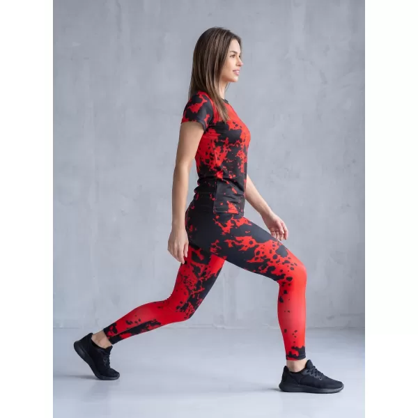  Lange Premium-Leggings für Damen ALTISPORT VOJ/ALW012LEG01 SCHWARZ ROT 