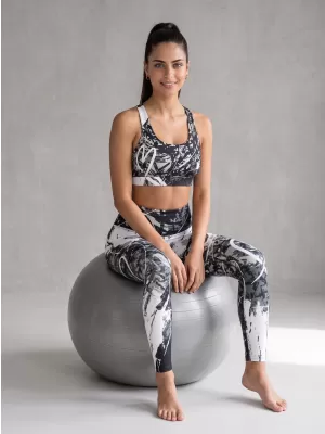 Premium-Sport-BH für Damen ALTISPORT VOJ/ALW018POD01 SCHWARZ UND WEIß