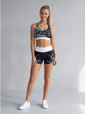 Kurze Premium-Leggings für Damen ALTISPORT VOJ/ALW022LEG03 SCHWARZ/TÜRKIS