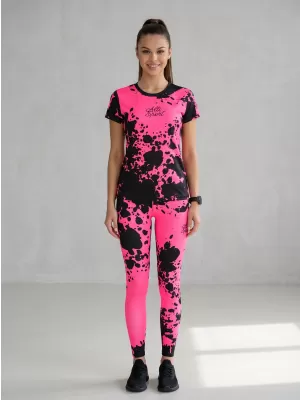 Lange Premium-Leggings für Damen ALTISPORT VOJ/ALW012LEG01 SCHWARZ/FLUOROSA