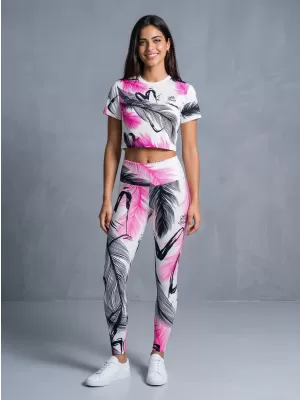 Lange Premium-Leggings für Damen ALTISPORT VOJ/ALW001LEG01 WEIß ROSA