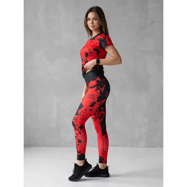  Lange Premium-Leggings für Damen ALTISPORT VOJ/ALW012LEG01 SCHWARZ ROT 