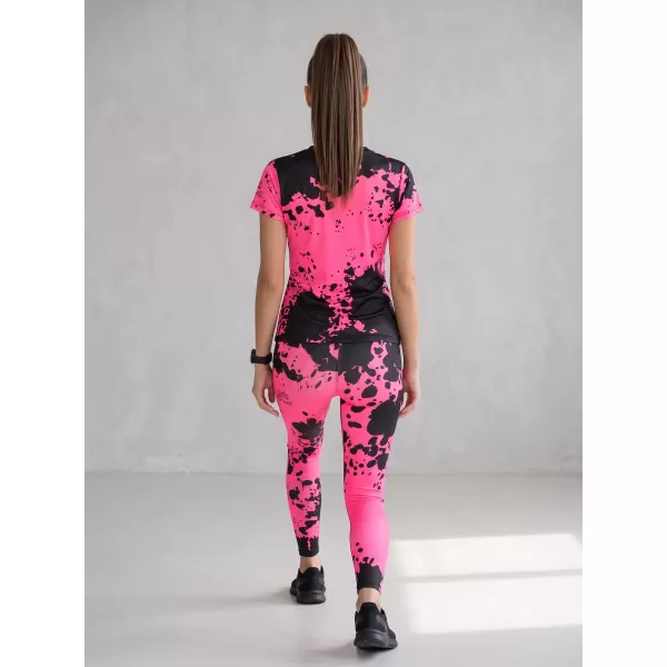  Lange Premium-Leggings für Damen ALTISPORT VOJ/ALW012LEG01 SCHWARZ/FLUOROSA 