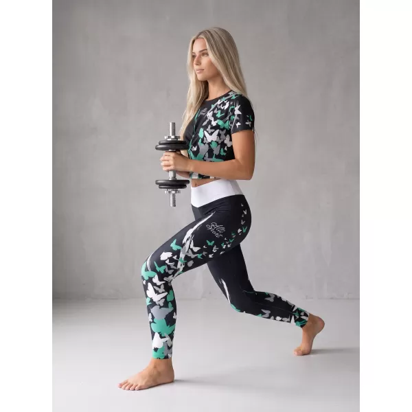  Lange Premium-Leggings für Damen ALTISPORT VOJ/ALW022LEG01 SCHWARZ/TÜRKIS 