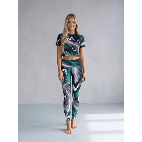  Lange Premium-Leggings für Damen ALTISPORT VOJ/ALW001LEG01 SCHWARZ/TÜRKIS 