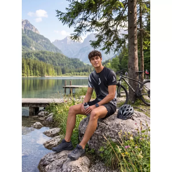  Funktionelles Premium-T-Shirt für Herren ALTISPORT VOJ/ALM028TR01 SCHWARZ UND WEIß 