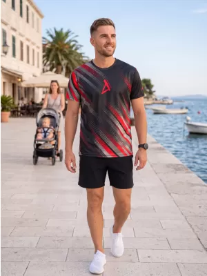 Funktionelles Premium-T-Shirt für Herren ALTISPORT VOJ/ALM028TR01 SCHWARZ UND ROT