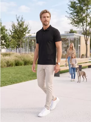 Herren-T-Shirt mit Kragen ALTISPORT NoPrint NP/ALM302 SCHWARZ