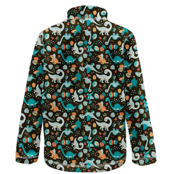  Fleece-Sweatshirt für Kinder WAMU DINOSAUŘI BRAUN-SCHWARZ 