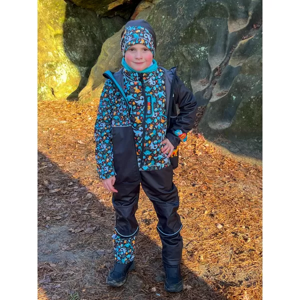  Fleece-Sweatshirt für Kinder WAMU DINOSAUŘI BRAUN-SCHWARZ 