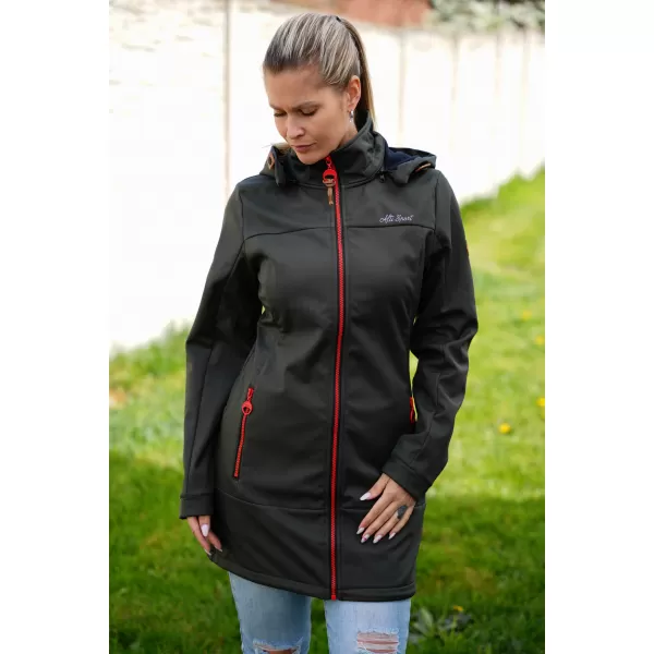  Softshell-Mantel für Damen ALTISPORT CIARA KHAKI/ROT 