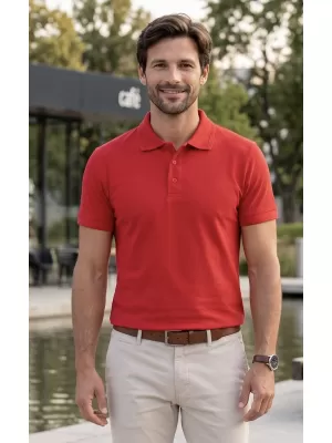 Herren-T-Shirt mit Kragen ALTISPORT NoPrint NP/ALM302 ROT