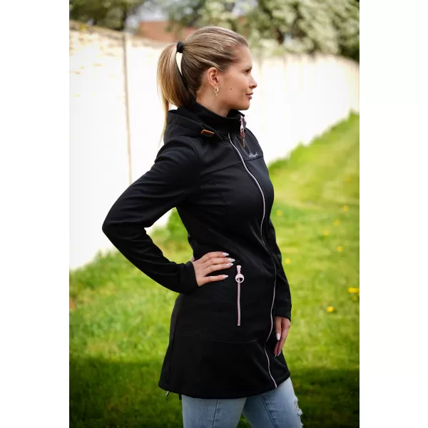  Softshell-Mantel für Damen ALTISPORT CIARA SCHWARZ/ROSA 