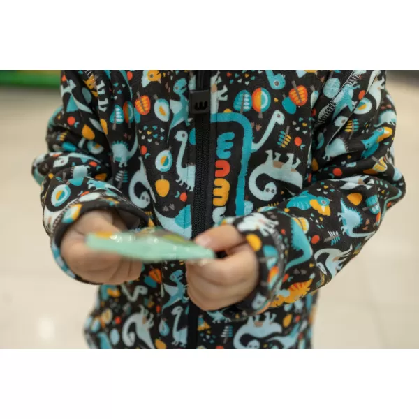  Fleece-Sweatshirt für Kinder WAMU DINOSAUŘI BRAUN-SCHWARZ 