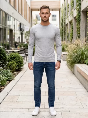 Herren-T-Shirt mit langen Ärmeln ALTISPORT NoPrint NP/ALM911 DUNKELGRAUE HIGHLIGHTS