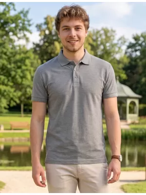 Herren-T-Shirt mit Kragen ALTISPORT NoPrint NP/ALM302 DUNKELGRAUE HIGHLIGHTS