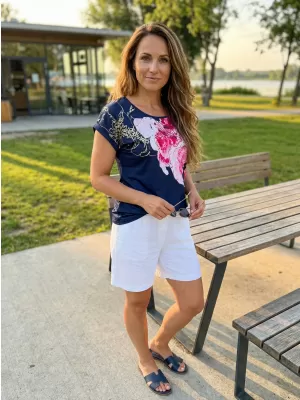Damen-T-Shirt KIXMI SAKURA DUNKELBLAU