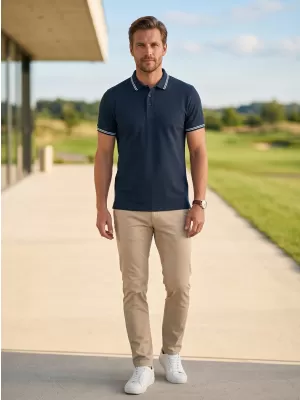 Herren-T-Shirt mit Kragen ALTISPORT NoPrint NP/ALM912 NAVY BLAU