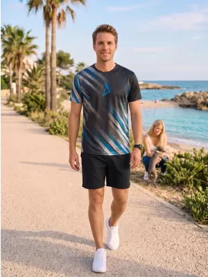 Funktionelles Premium-T-Shirt für Herren ALTISPORT VOJ/ALM028TR01 SCHWARZ UND BLAU