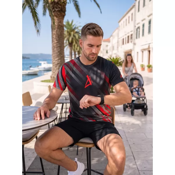  Funktionelles Premium-T-Shirt für Herren ALTISPORT VOJ/ALM028TR01 SCHWARZ UND ROT 