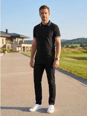 Herren-T-Shirt mit Kragen ALTISPORT NoPrint NP/ALM912 SCHWARZ