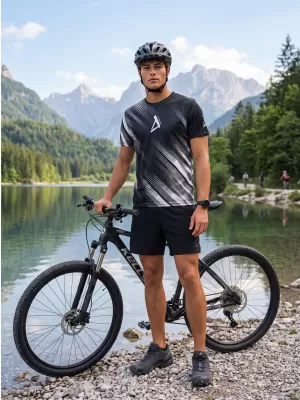 Funktionelles Premium-T-Shirt für Herren ALTISPORT VOJ/ALM028TR01 SCHWARZ UND WEIß