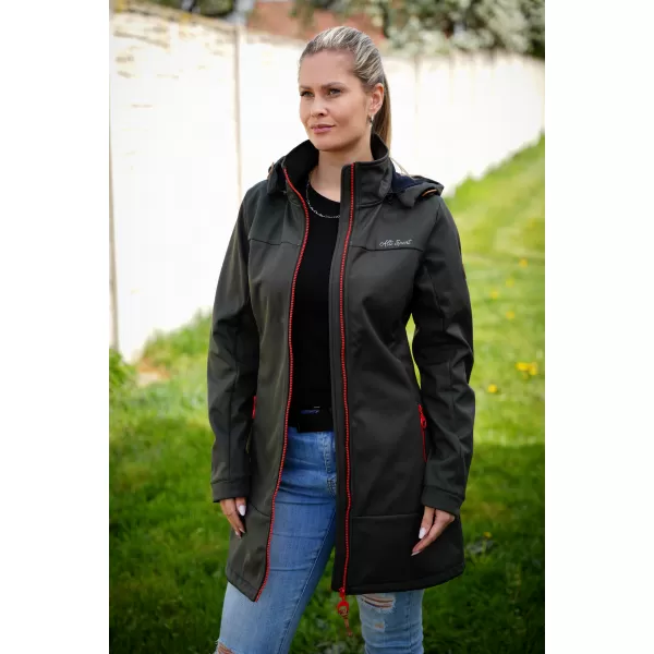  Softshell-Mantel für Damen ALTISPORT CIARA KHAKI/ROT 