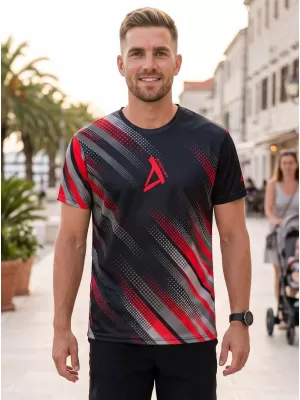 Funktionelles Premium-T-Shirt für Herren ALTISPORT VOJ/ALM028TR01 SCHWARZ UND ROT